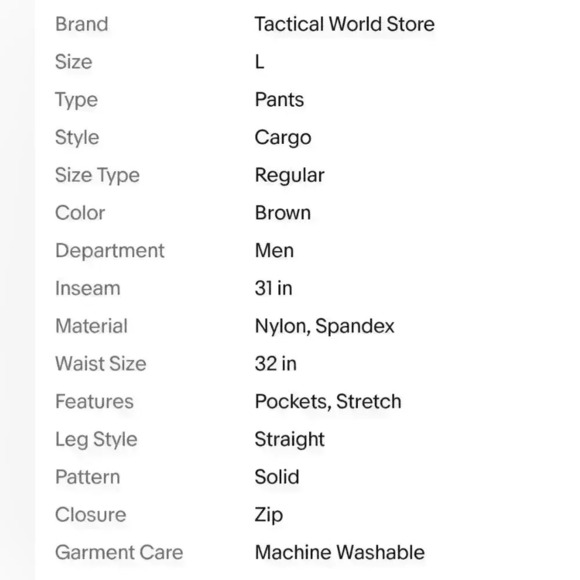 Men's Tactical World Store G3 Quick Dry Stretch Khaki Pants Size Large - Picture 8 of 8